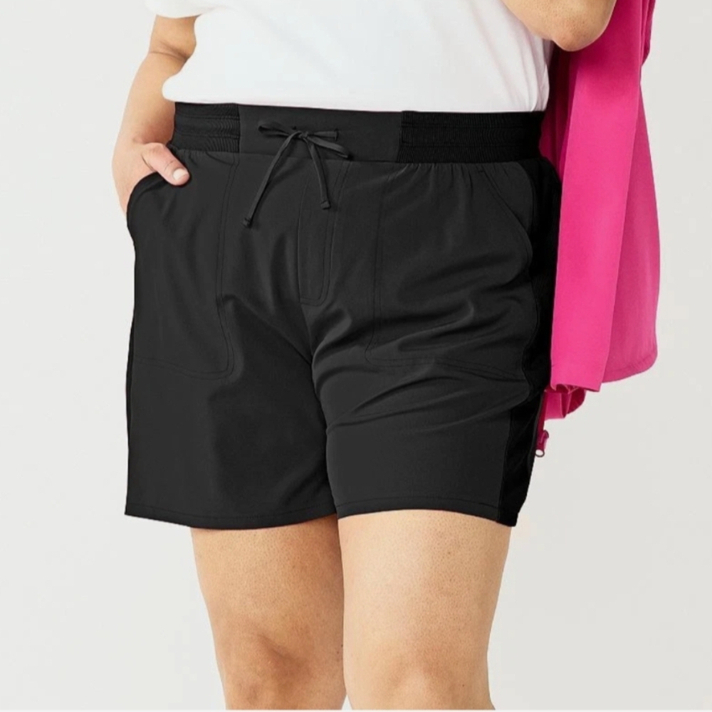NWT Croft & Barrow Comfort Drawstring Shorts, Womens 2 XL, Black Tummy Control